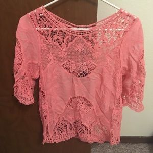 Pink lace top half sleeve